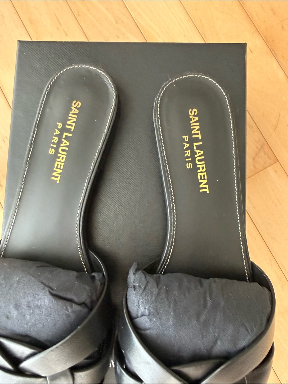 YSL TRIBUTE SANDALS IN SMOOTH LEATHER BLACK US SIZE 7.5 - Picture 8 of 14